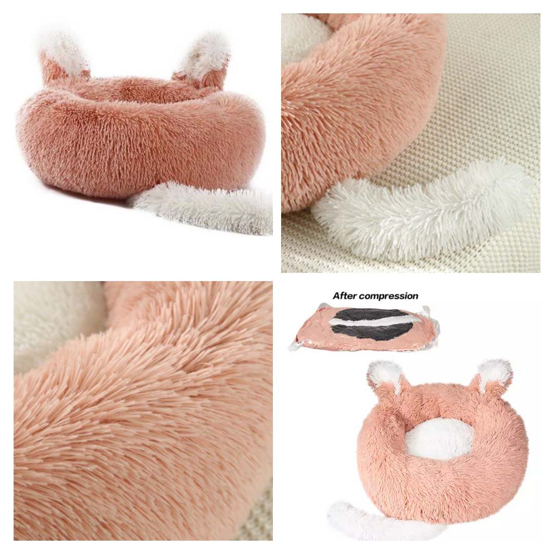 Plush Pet Bed with Ears and Tail for Small Dogs